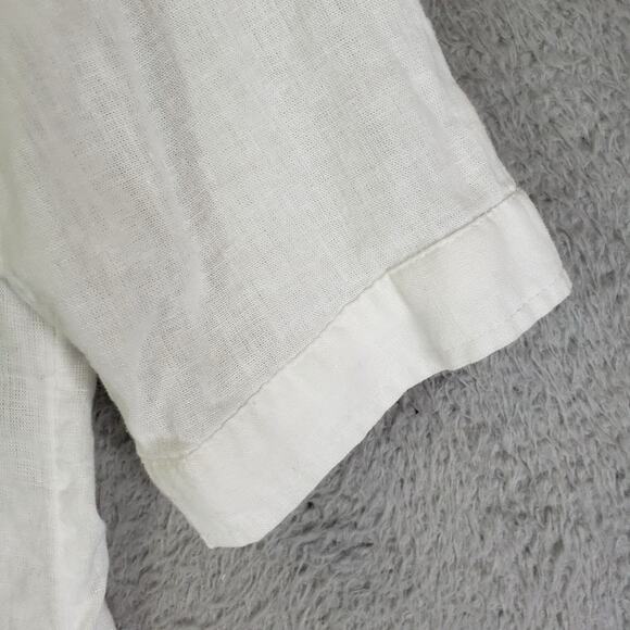 Tahari Shirt Top Womens Size XL White Linen Button Up Lagenlook Resort Beachy - Picture 7 of 10